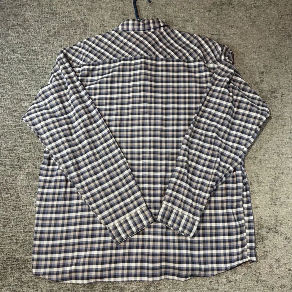 Patagonia Button Down Shirt XL Blue Grey Gingham Cotton Blend Long Sleeve